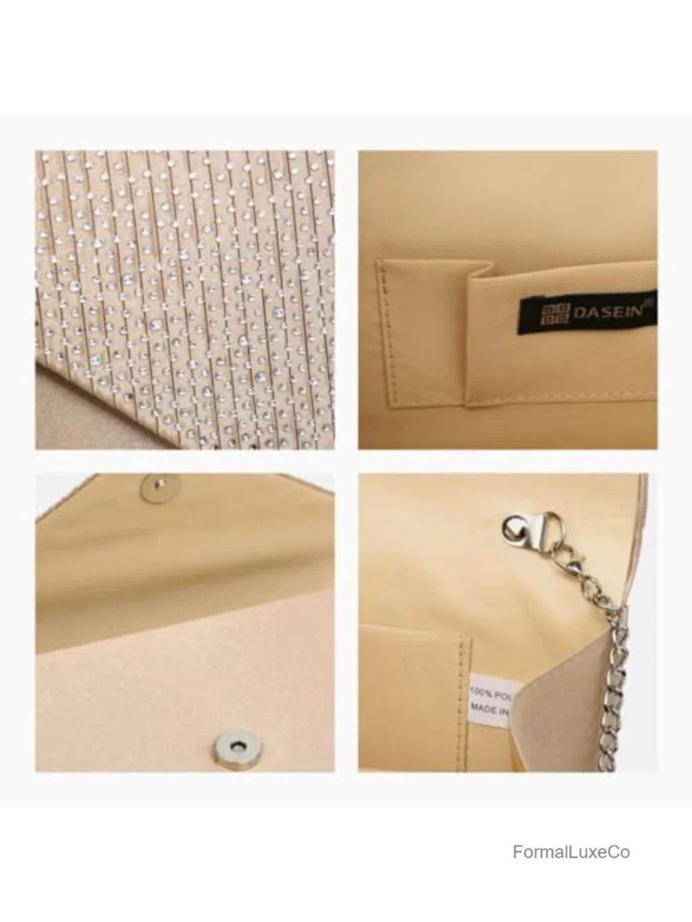 Frosted Satin Evening Clutch Purse with Rhinestones Crossbody Envelope Bag
